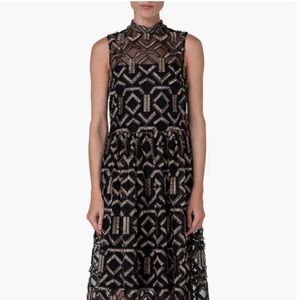 NWT Akris Punto Metallic Embroidery Sleeveless Midi Dress